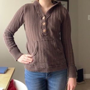 Brown hooded Roxy sweater